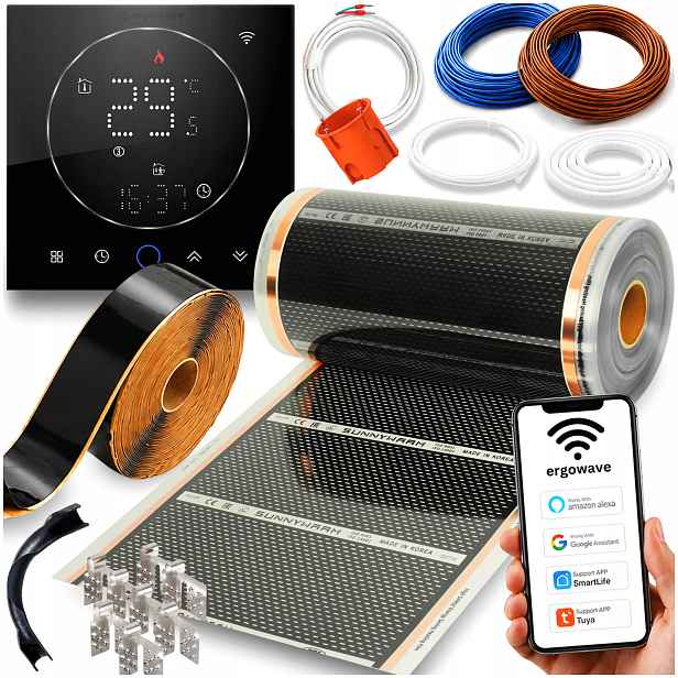 Fólie Topná Silná Sada Podlahové Vytápění 240W 7m2 Wifi Termostat