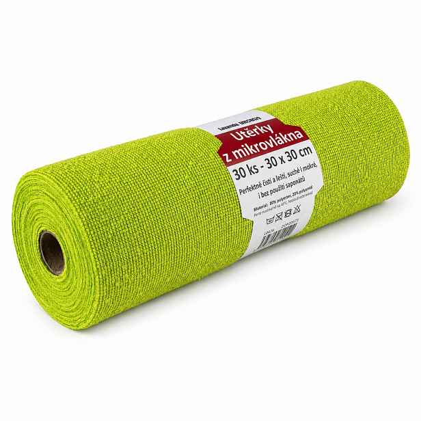 Lagrada Mikrovláknové utěrky na roli 30 × 30 cm, 30 ks, zelené 3195/3