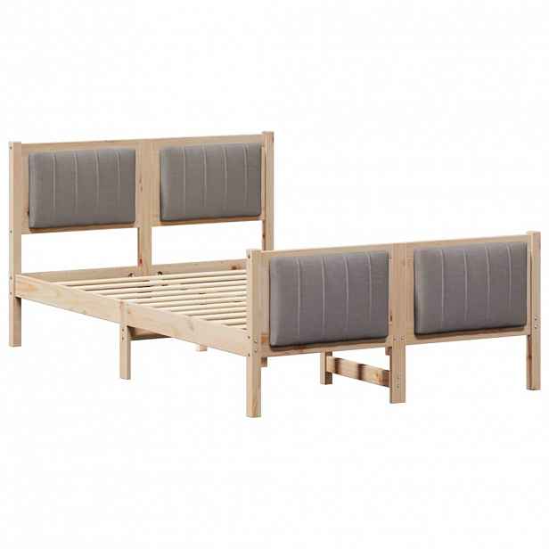 vidaXL Rám postele Hnědá a taupe 120 x 190 cm Masivní borovicové dřevo
