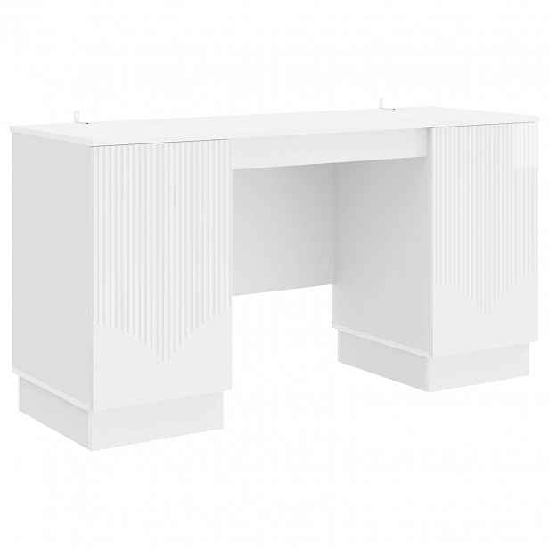 vidaXL Stůl Bílá s vysokým leskem 142,5 x 50 x 75 cm Kompozitní dřevo