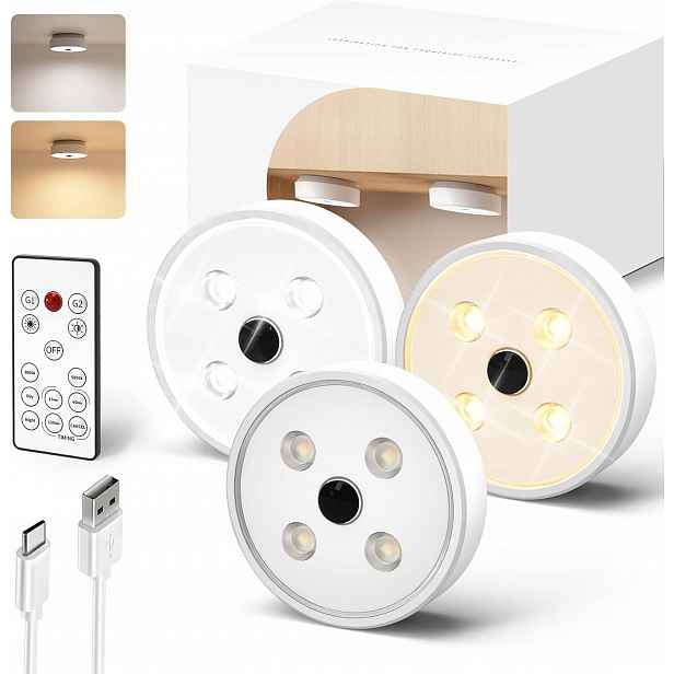 Noční Lampa Led 3ks, Reflektor 2000MAH Dálkový Ovladač