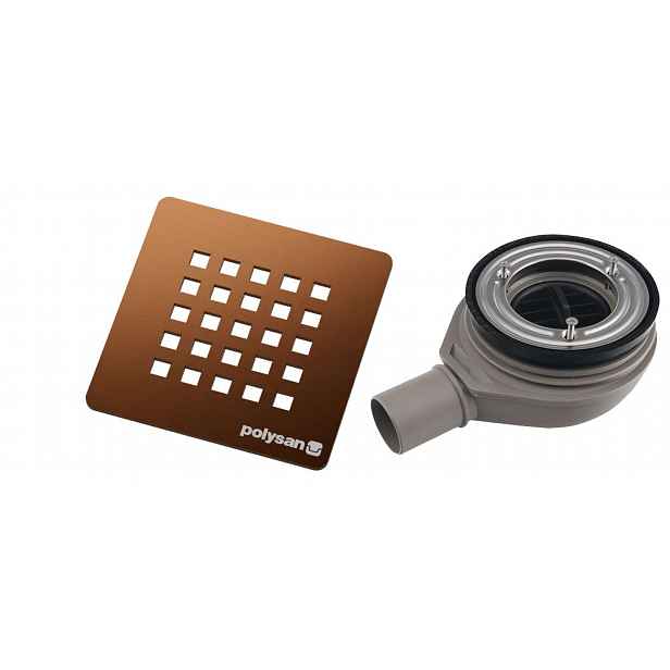 Polysan - Vaničkový sifon Treneca, průměr 90 mm, s krytkou, matná měď 84999.70
