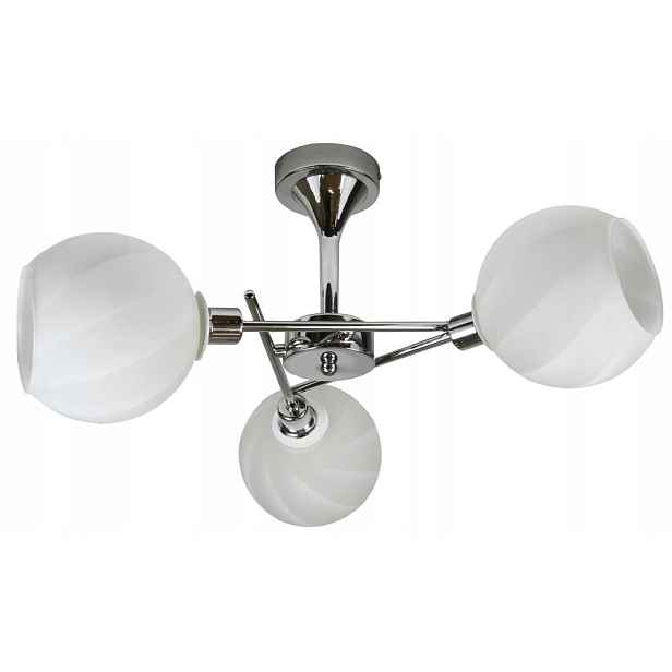Stropní Svítidlo Raul Závěsné 3X40W E27 Chrom Stínidlo Bílé Mléčné Elegantní