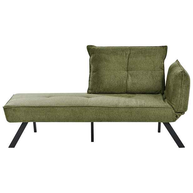 Beliani ČALOUNĚNÉ lehátko chaise longue pravostranné Zelené Rocamadour