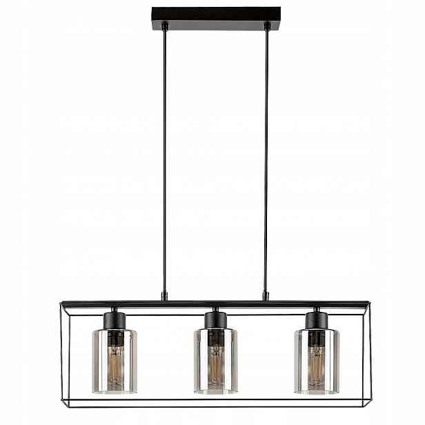 Černá závěsná lampa Chadwick s teplým leskem nad stolem Rabalux