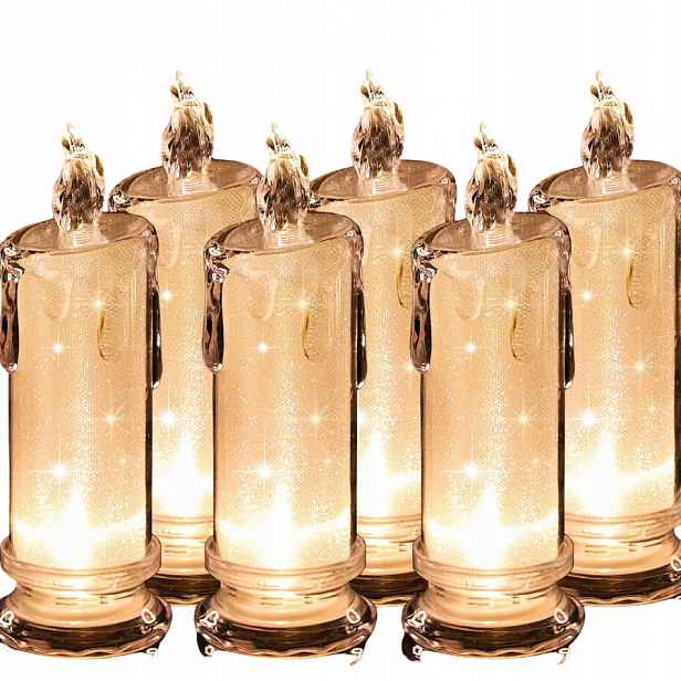 Led svíčky Efekt plamene Vložky do hřbitovních svíček 18 cm Sada 6 Kusů Svíčky