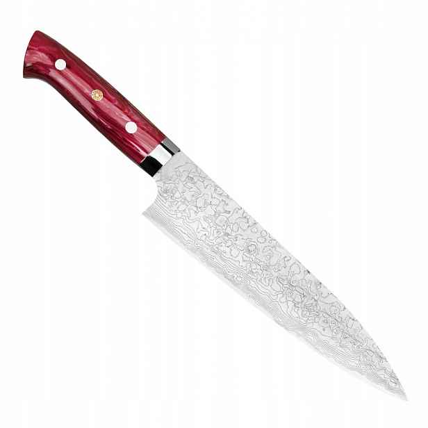 Takeshi Saji Red Turquoise Ručně kovaný R2 Japonský Nůž šéfkuchaře 21 cm