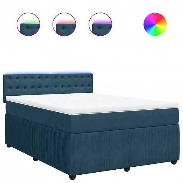 vidaXL Box spring postel s matrací modrá 140 x 190 cm samet