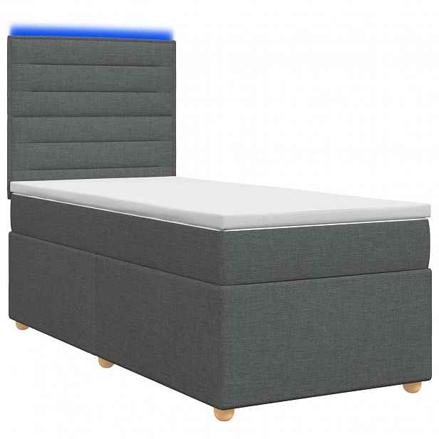 vidaXL Postel boxspring s matrací s čelo Tmavě šedá 90 x 200 cm Textil