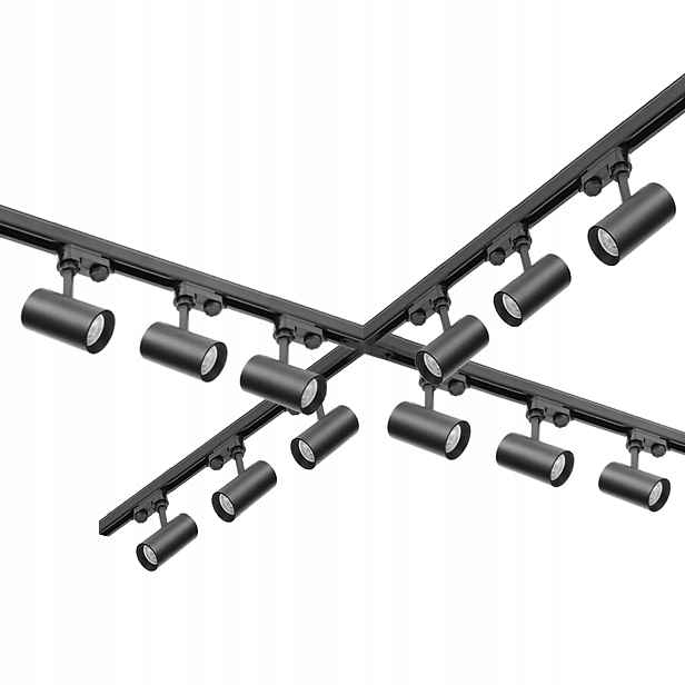 3fázový kolejnicový set 12x lampa GU10 4x kolejnice 1 m spojka X 3x krytka