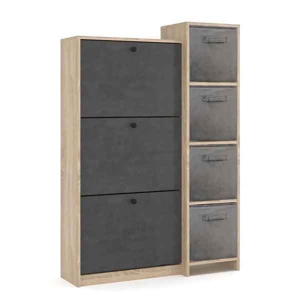 Casarredo Výklopný třídveřový botník PIZZO - organizéry/dub sonoma