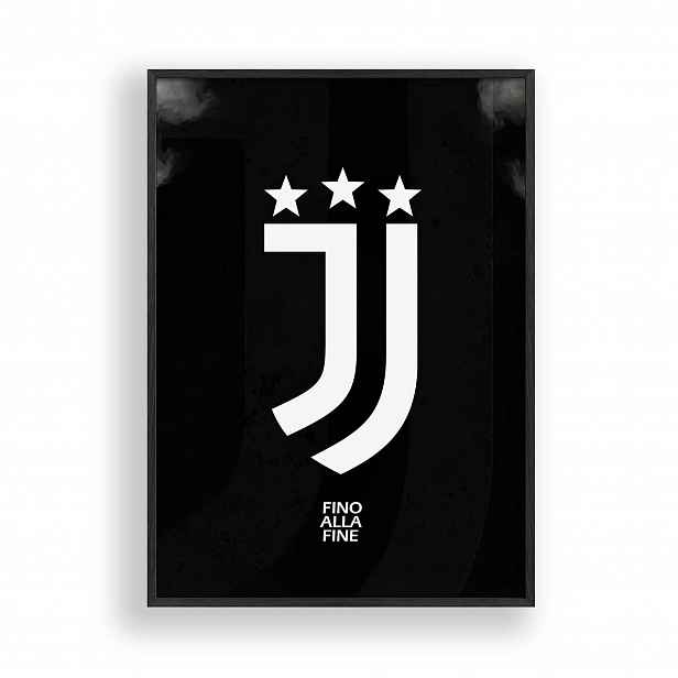 Obraz Juventus Fc Logo Plakát Rámeček Dřevěný Černý 30x42 cm