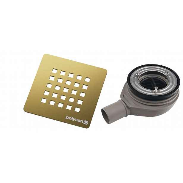 Polysan - Vaničkový sifon Treneca, průměr 90 mm, s krytkou, matná zlatá 84999.91