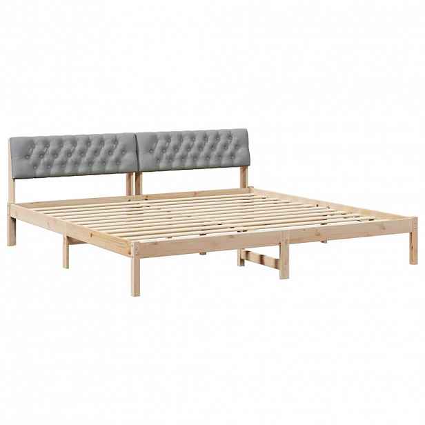 vidaXL Rám postele s čelo Hnědá a světlá šedá 200 x 200 cm
