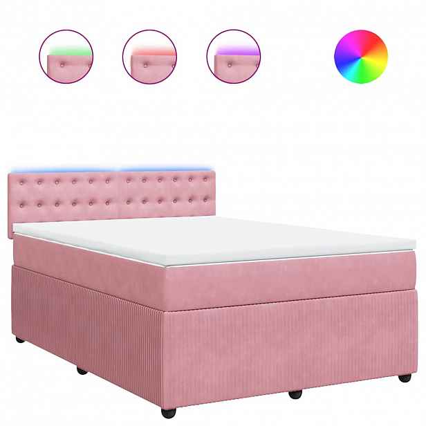 vidaXL Box spring postel s matrací růžová 140x190 cm samet