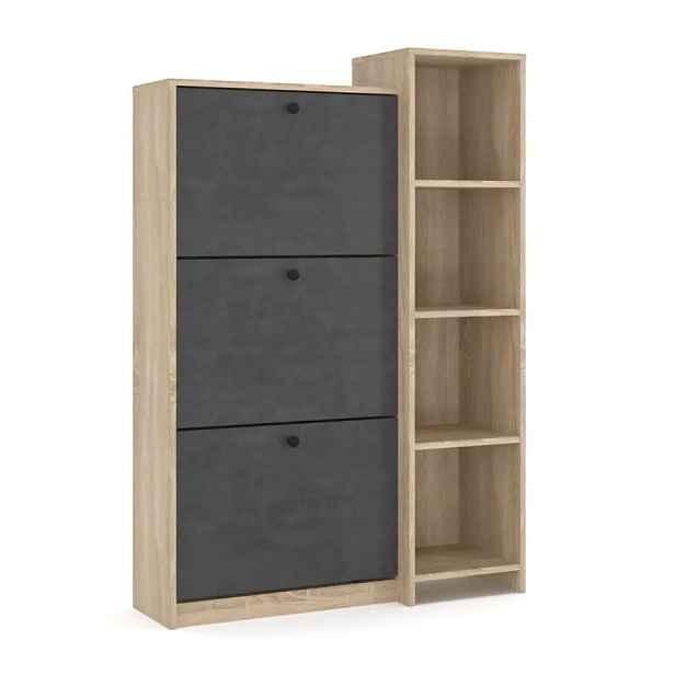 Casarredo Výklopný třídveřový botník PIZZO - dub sonoma