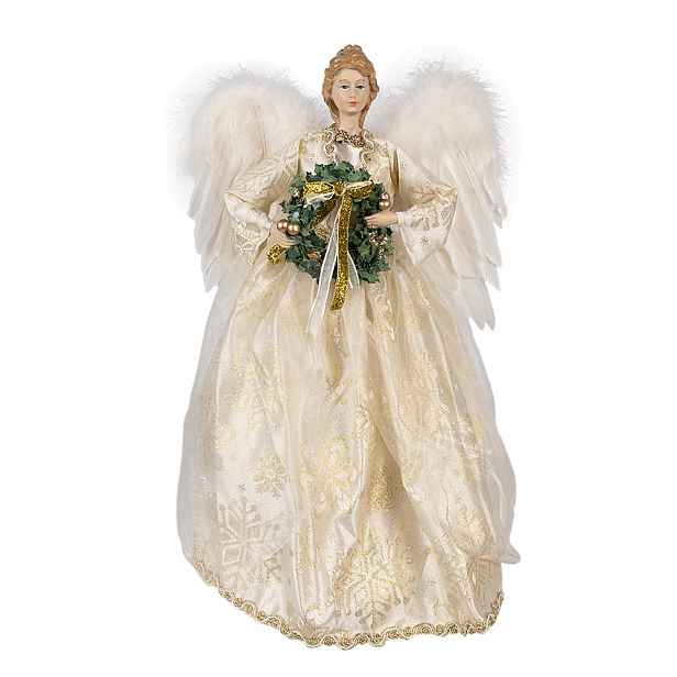 Dekorace Anděl s věnečkem a ve zdobných šatech Angel Chris - 28*16*46 cm Clayre & Eef