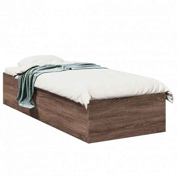 vidaXL Rám postele hnědý dub 90 x 190 cm kompozitní dřevo