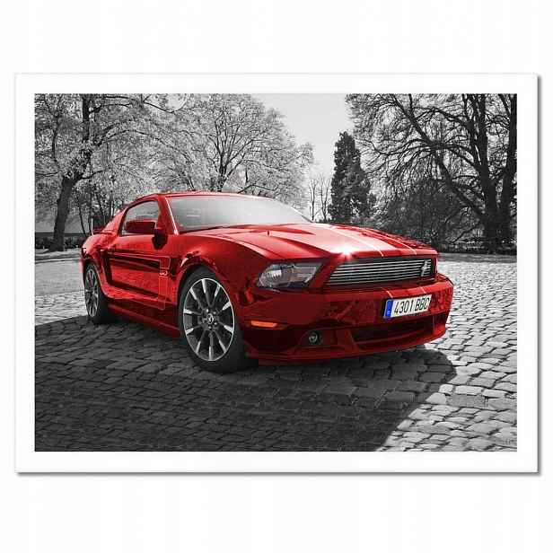 Plakáty v rámu 40x30 Červený Ford Mustang Usa