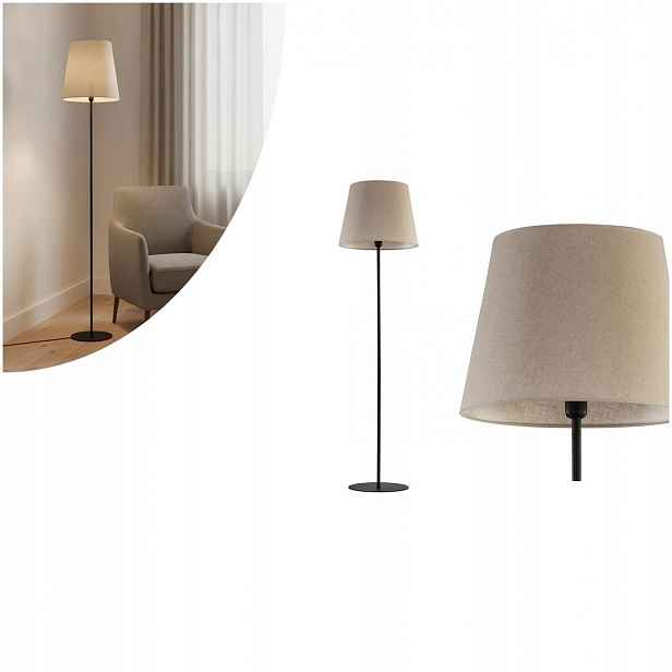 Černá podlahová lampa Chicago Linen – útulná atmosféra Tk Lighting