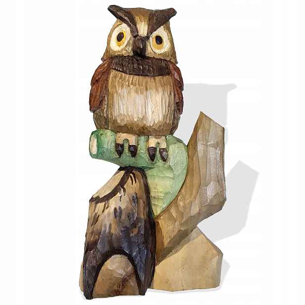 Dřevěná sova Na Stromě Figurka Dekorace Dárek Socha Velká 32 cm