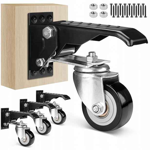 Set 4 ks Kolečka 65 mm Otočná s Brzdou do 300 kg Průmyslová Tichá