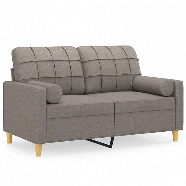 vidaXL 2místná pohovka s polštáři taupe 120 cm textil