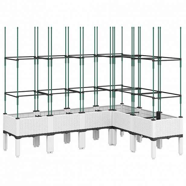 vidaXL Zahradní truhlík s treláží bílý 160 x 120 x 142,5 cm PP
