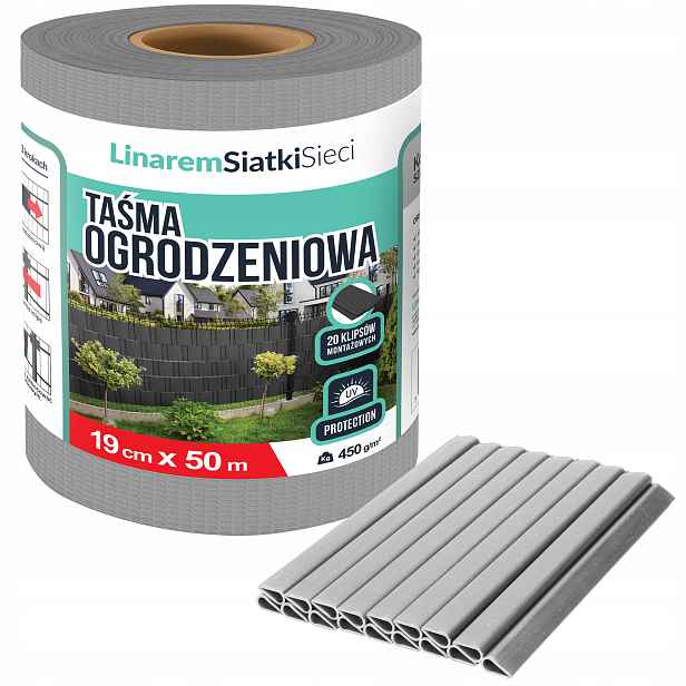 Stínící Panelové Pásy 19 cm x 50 m Uv Kryt Na Panelové Ploty, Šedá