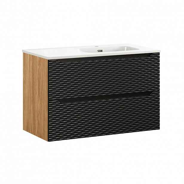 Petits-meubles UMYVADLO 90cm Elora Černá a dřevěná