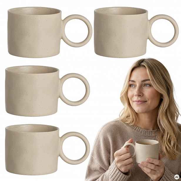 Komplet Hrnků na čajovou kávu Set 4 kusů ozdobný hrnek Porcelán 400 ml