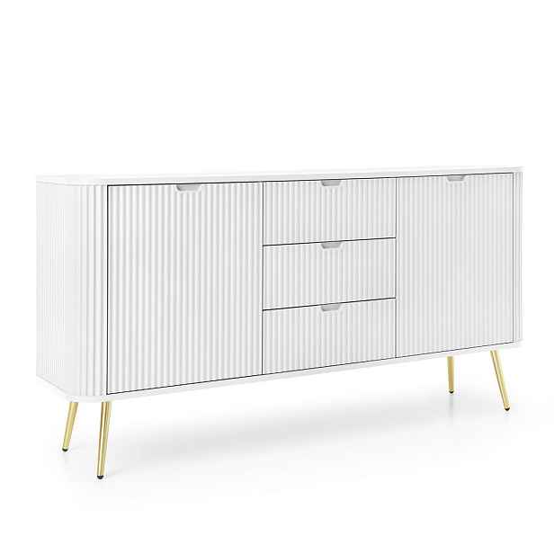 MASSENO KOMODA ZENZERO, 168/87/39 cm se 3 zásuvkami a 2 dvířky, bílá