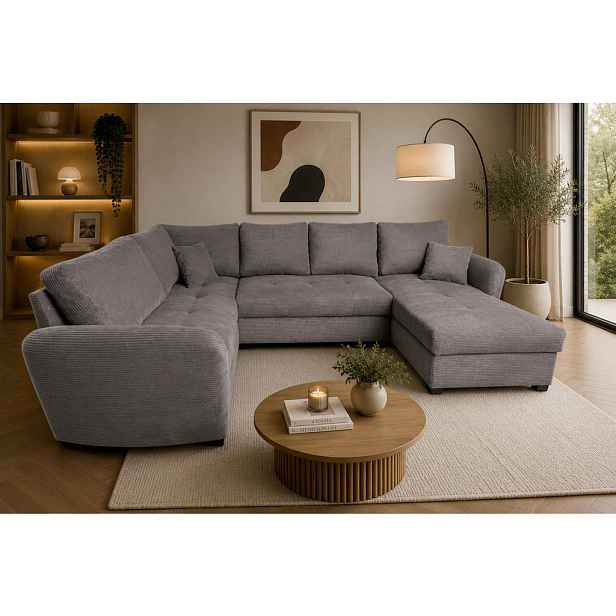 P & B SEDACÍ SOUPRAVA, textil, tmavě šedá