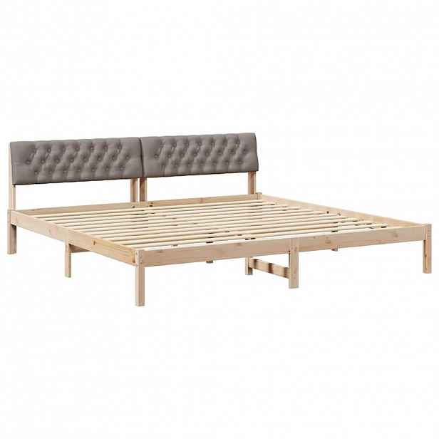 vidaXL Rám postele Hnědá a taupe 200 x 200 cm Masivní borovicové dřevo