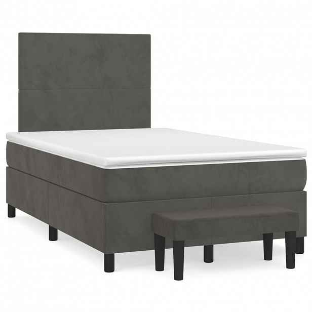 vidaXL Box spring postel s matrací tmavě šedá 120 x 200 cm samet