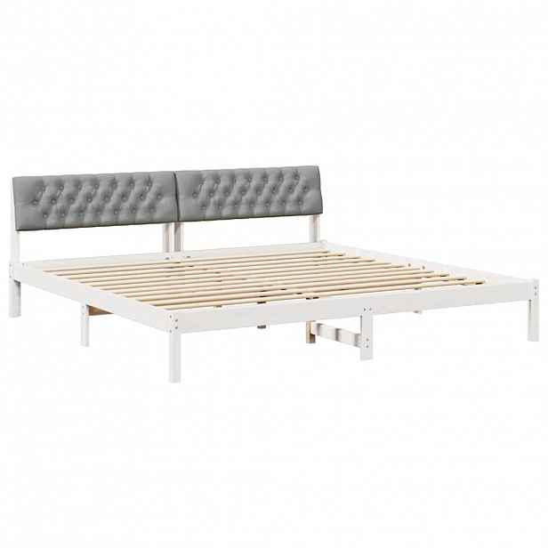 vidaXL Rám postele s čelo Bílá a světle šedá 200 x 200 cm