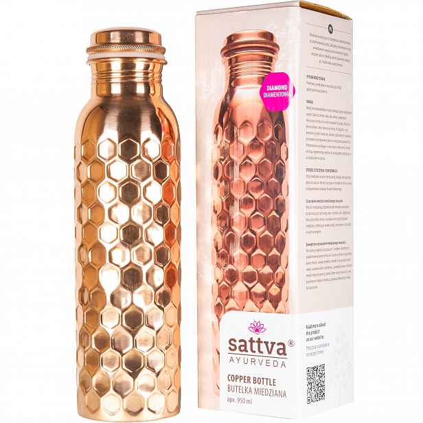Měděná Diamantová láhev s certifikátem mědi 650 ml Sattva