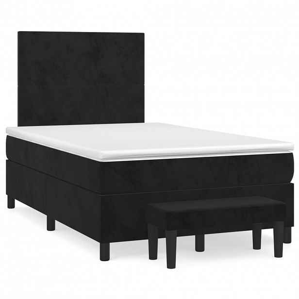 vidaXL Box spring postel s matrací černá 120 x 200 cm samet