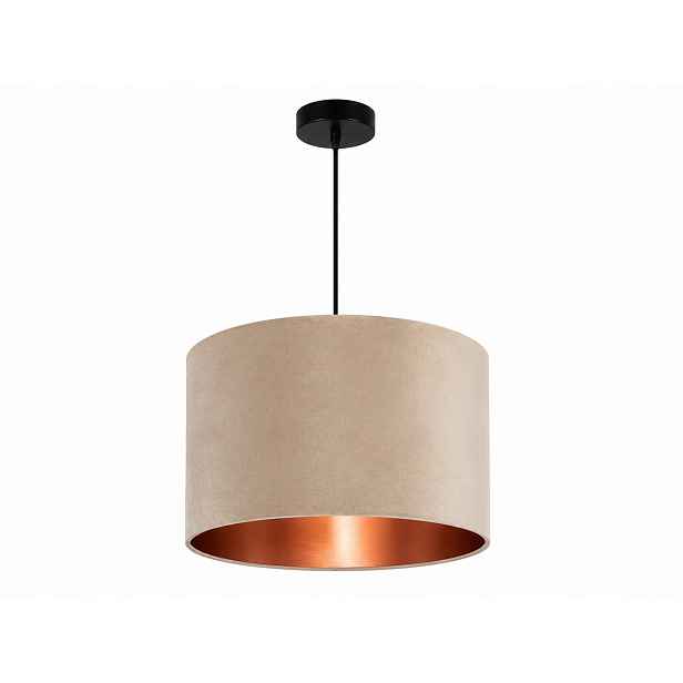 Závěsná lampa Paco Home Hugo PD1 Velour Shade – Black Beige/Copper