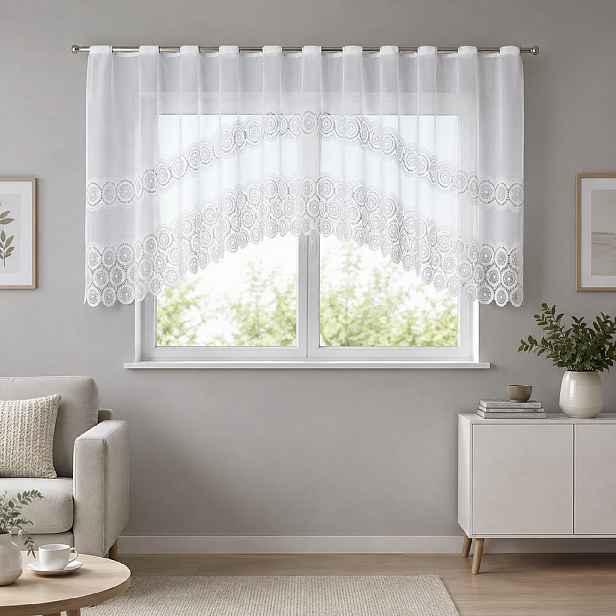 Dekorační oblouková krátká záclona na žabky nebo garnýž MARIA 250x120 cm MyBestHome