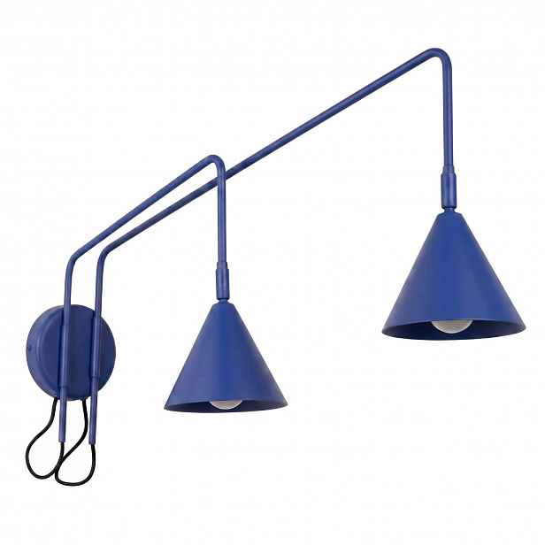 Nástěnná lampa Nox 2 ultramarínová s vypínačem Lampa na výložníku Sollux