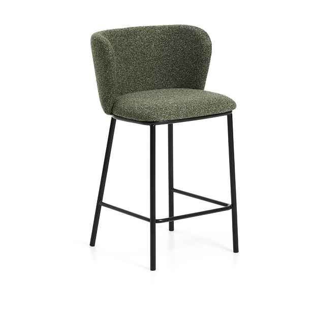 Tmavě zelená čalouněná barová židle (výška sedáku 65 cm) Ciselia – Kave Home
