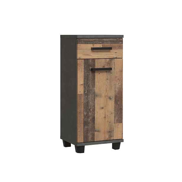 CANELU koupelnová spodní skříňka, tmavě šedý beton/old-wood vintage