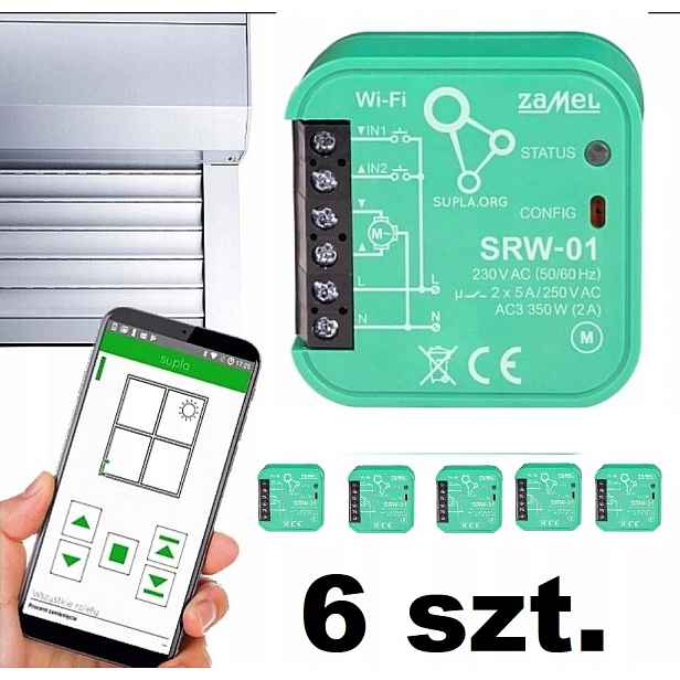 Set 6x WiFi ovladač rolet 230V Supla SRW-01 Zamel