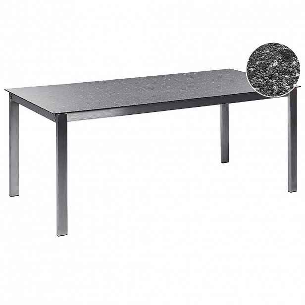 Beliani ZAHRADNÍ STŮL Keramika-sklo Žula Look černý 180/90 cm Cosoleto