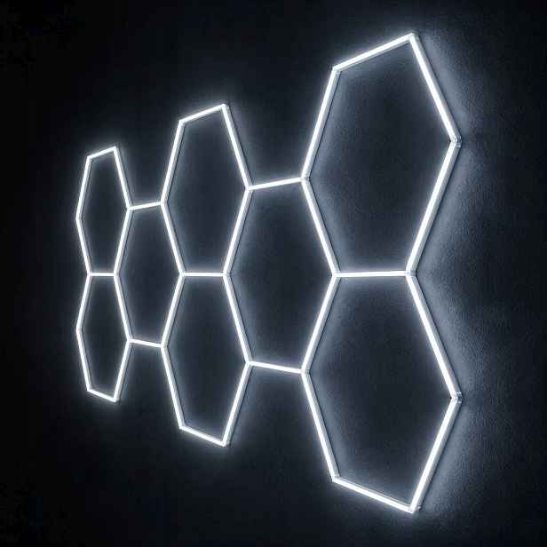 Hexagon 8 Led stropní panel černý 6500K 245W 229x237cm barber salon