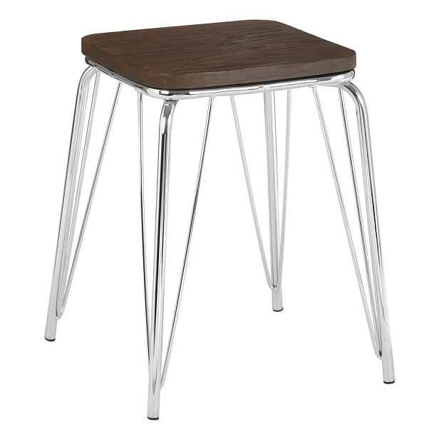 Stolička z jilmového dřeva ve stříbrné barvě/v přírodní barvě District – Premier Housewares