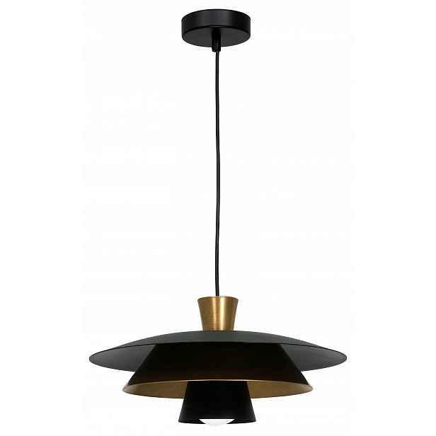 Závěsná stropní lampa Plato černá zlatá kovová 1xE27 34 cm moderní