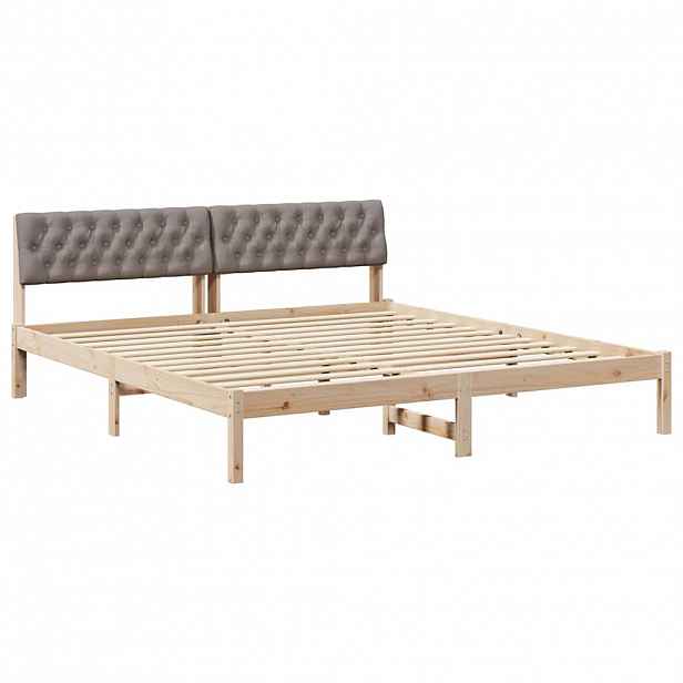 vidaXL Rám postele Hnědá a taupe 180 x 200 cm Masivní borovicové dřevo