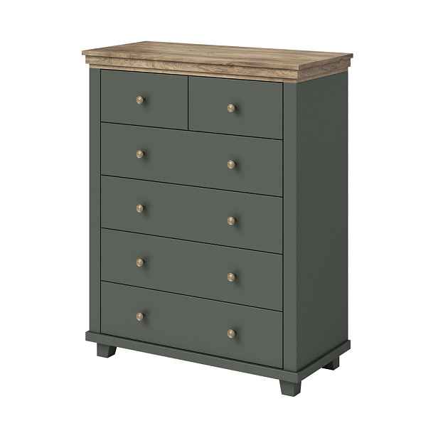 MASSENO KOMODA EVOLETTA, 90/113/42 cm s 6 zásuvkami, zelená